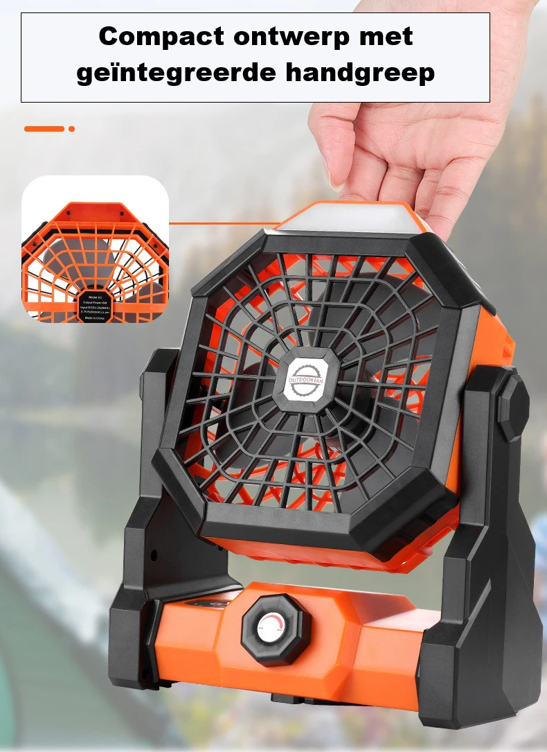 Draagbare ventilator met LED-verlichting