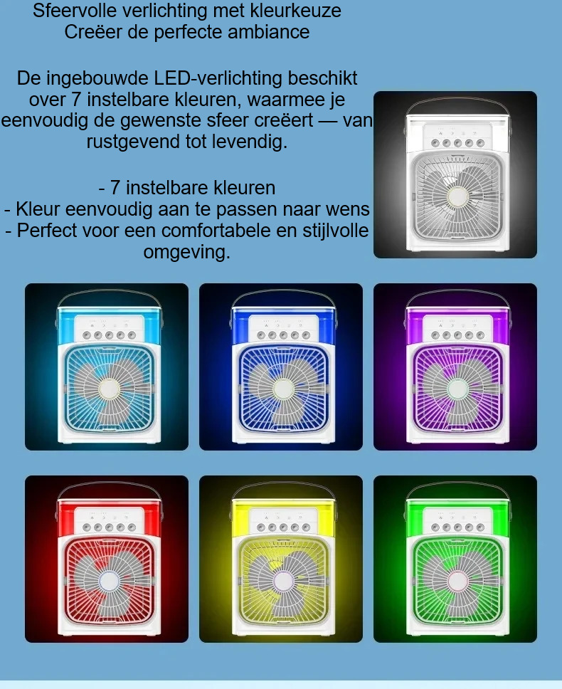 Kleine ventilator met lucht-bevochtiger