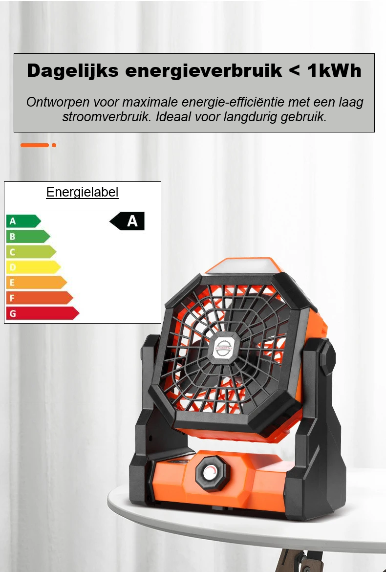 Draagbare ventilator met LED-verlichting