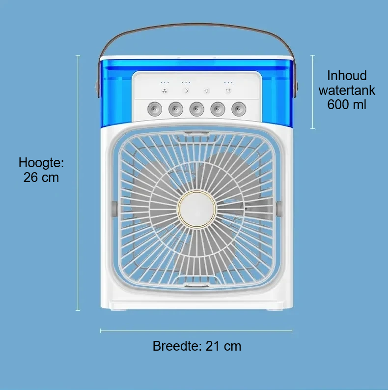 Kleine ventilator met lucht-bevochtiger