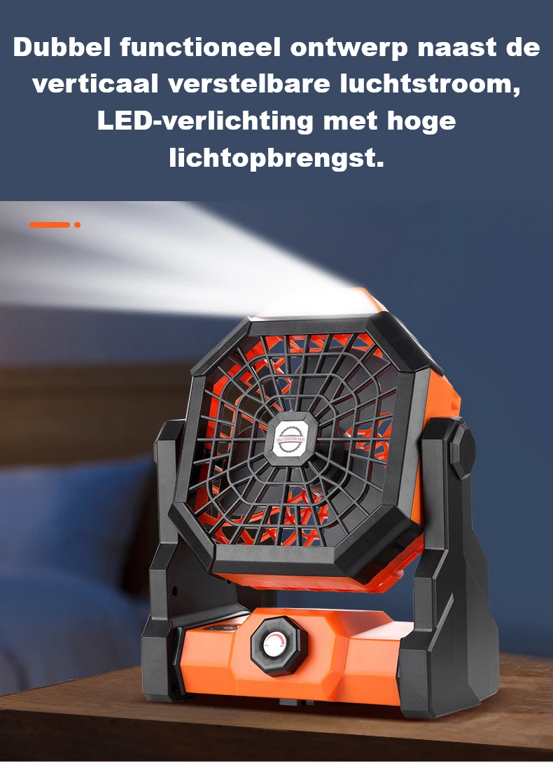 Draagbare ventilator met LED-verlichting